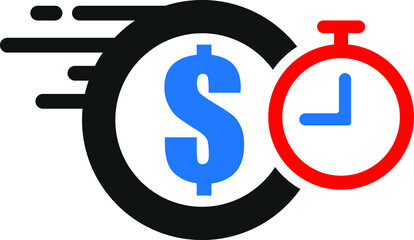 Fast money transfer icon, sent money icon, money transfer icon with dollar sign, quick money transfer icon
