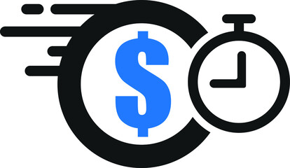 Obraz premium Fast money transfer icon, sent money icon, money transfer icon with dollar sign, quick money transfer icon