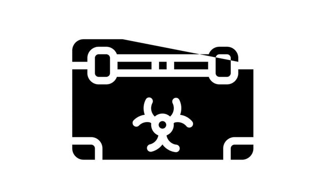 disposal box for biomaterials, needles and syringes glyph icon animation