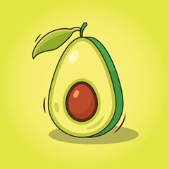 Cute green Avocado cartoon illustration  