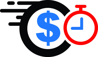 Fast money transfer icon, sent money icon, money transfer icon with dollar sign, quick money transfer icon