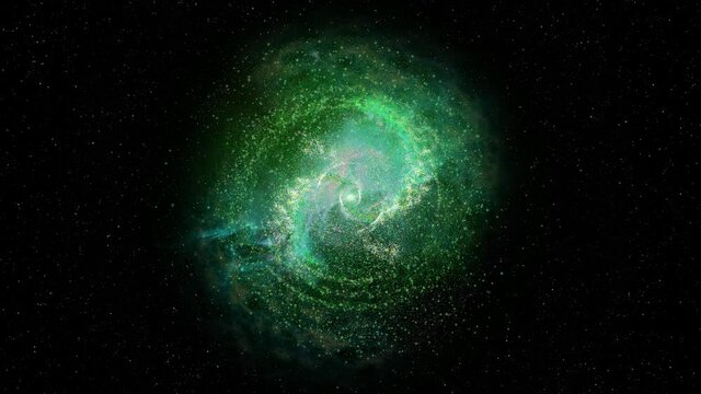 Galaxy 3 - Through - Approximation and passage through the center of the green galaxy at superluminal speed.