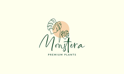 beautiful plant lines monstera logo vector symbol icon illustration design © devastudios