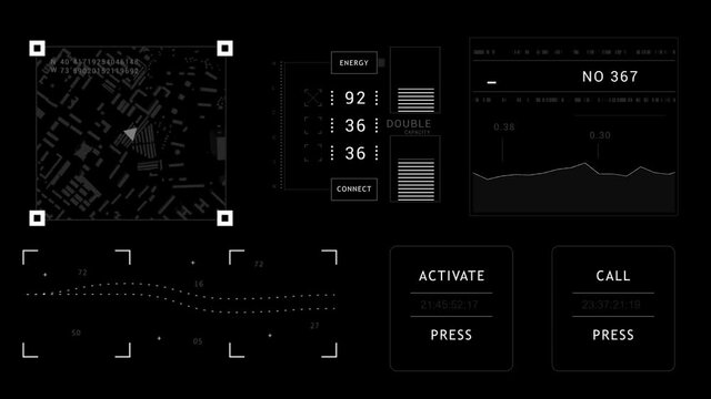 Technology 2D GFX  HUD elements.Abstract Technological template.Map pointer.Buttons.Sci Fi tech background.Futuristic digital 2D graphic.PNG,Alpha.Type 3 