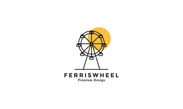 Lines Art Ferris Wheel Logo Symbol Vector Icon Illustration Design