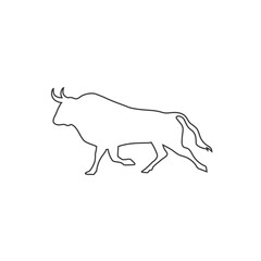 Strong black bull design line icon template logo vector