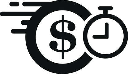 Fast money transfer icon, sent money icon, money transfer icon with dollar sign, quick money transfer icon