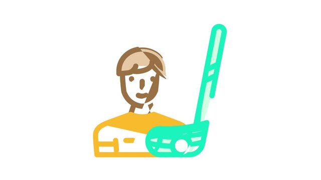 floorball sport game color icon animation