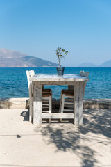 Restaurant table on the island of Kefalonia in Greece