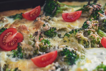 macro photography broccoli with cheese