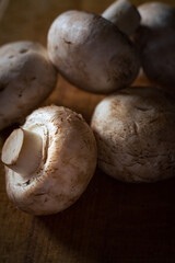 mushrooms on a wooden board