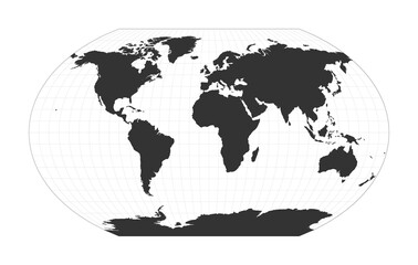 Map of The World. Kavrayskiy VII pseudocylindrical projection. Globe with latitude and longitude net. World map on meridians and parallels background. Vector illustration.