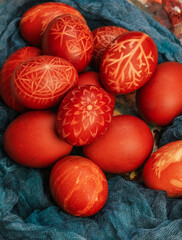 painted easter eggs with ukrainian ornaments	
