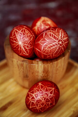painted easter eggs with ukrainian ornaments	
