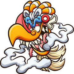 Aztec god Ehecatl head cartoon character . Vector clip art illustration with simple gradients. All in a single layer.
