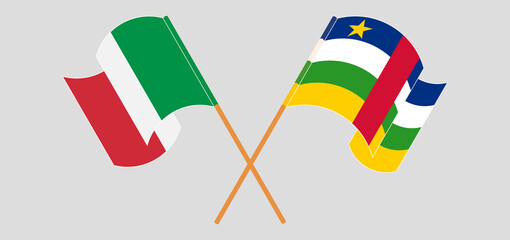 Crossed flags of Italy and Central African Republic. Official colors. Correct proportion