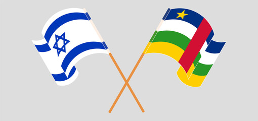 Crossed flags of Israel and Central African Republic. Official colors. Correct proportion
