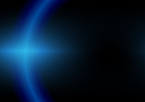 Abstract dark blue and black color background with planet like circle shape and neon light growing at the edge. Galaxy and space high tech concept.