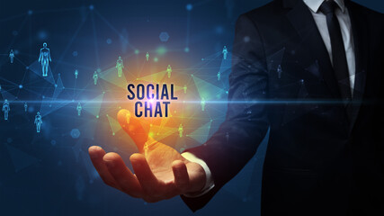 Hand holding social media related inscription