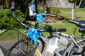 Fototapeta na wymiar Bikes ready to ride during the Covid 19 epidemic. 