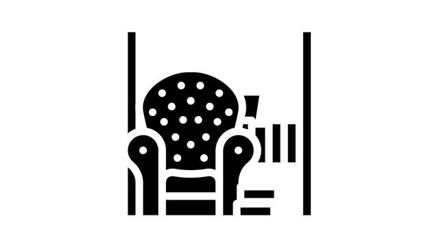 armchair library room furniture glyph icon animation