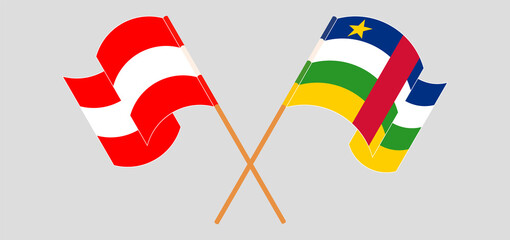 Crossed flags of Austria and Central African Republic. Official colors. Correct proportion