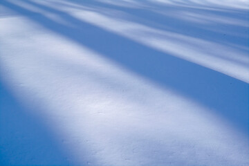 Shadows on the snow in winter close-up. Winter background.