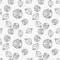 seamless two-tone texture of hand-drawn seashells