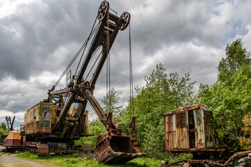 Vintage excavators in an old quarry 8138