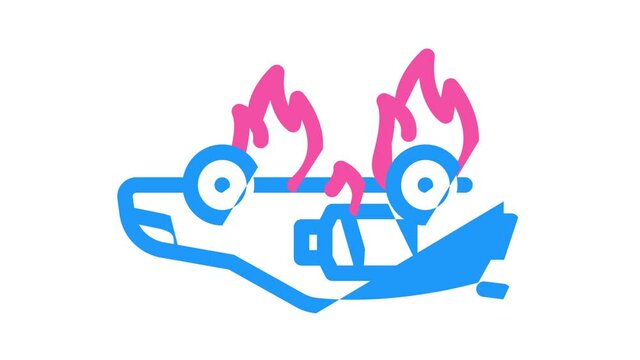 fire electric car color icon animation
