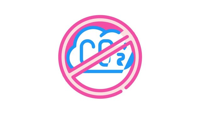 without carbon dioxide emissions color icon animation