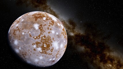 super-earth planet, realistic exoplanet, planet suitable for colonization, earth-like planet in far space, planets background 3d render © ANDREI
