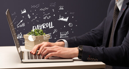 Businessman working on laptop, business concept