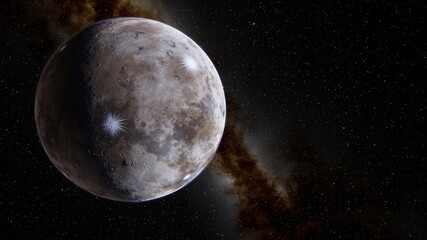 super-earth planet, realistic exoplanet, planet suitable for colonization, earth-like planet in far space, planets background 3d render