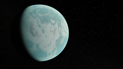 Naklejka na ściany i meble super-earth planet, realistic exoplanet, planet suitable for colonization, earth-like planet in far space, planets background 3d render