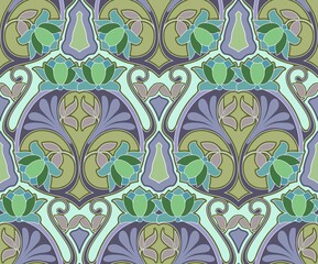 art nouveau seamless pattern of lilies 