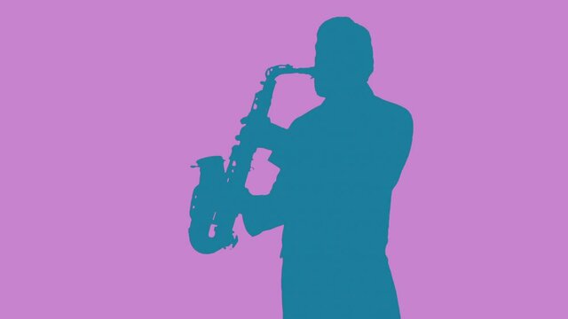 Energetic Musician Playing Saxophone Silhouette