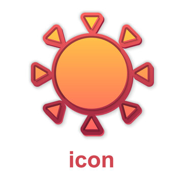 Gold Sun icon isolated on white background. Summer symbol. Good sunny day. Vector