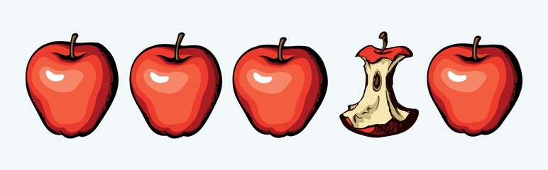 Big tasty apples. Vector drawing