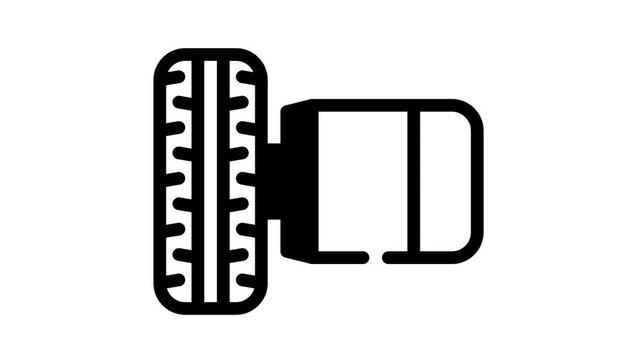 electric motor on wheel black icon animation