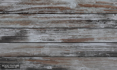 Old weathered wood texture with knot and scratches, EPS 10 vector. Aged barn boards. Wooden background. - 420126724