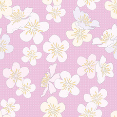 Spring seamless background with cherry flowers.