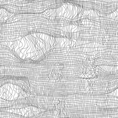 Neutral elegant line art pattern fishnet, seamless texture design. Torn tights in grid, lattice, wavy, lace, fishing net vector illustration. Minimalistic modern design, simple black lines grid