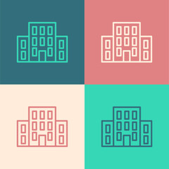 Pop art line House icon isolated on color background. Home symbol. Vector