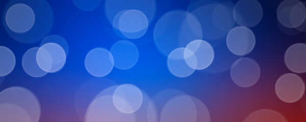 Panoramic blue lights bokeh background. Chrismas lights bokeh.