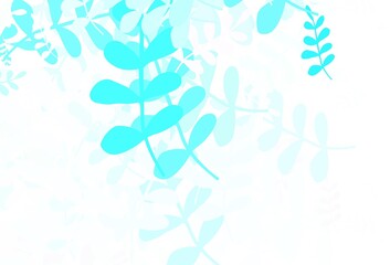 Light Blue, Green vector doodle background with leaves.
