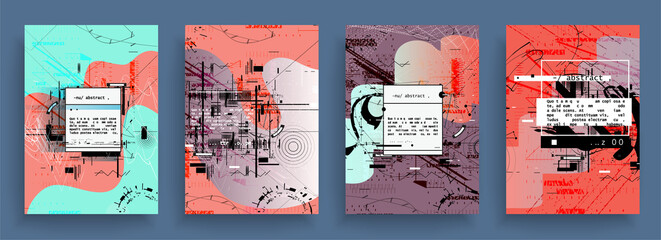 Modern abstract covers set. Abstract shapes composition. Futuristic minimal design. Eps10