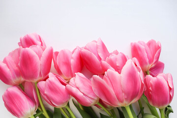 Fototapeta premium greeting card design. spring bouquet. beautiful large bouquet of tulips and space for text 