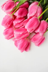 greeting card design. spring bouquet. beautiful large bouquet of tulips and space for text 