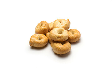 small round crispbreads. isolated on white. close-up.